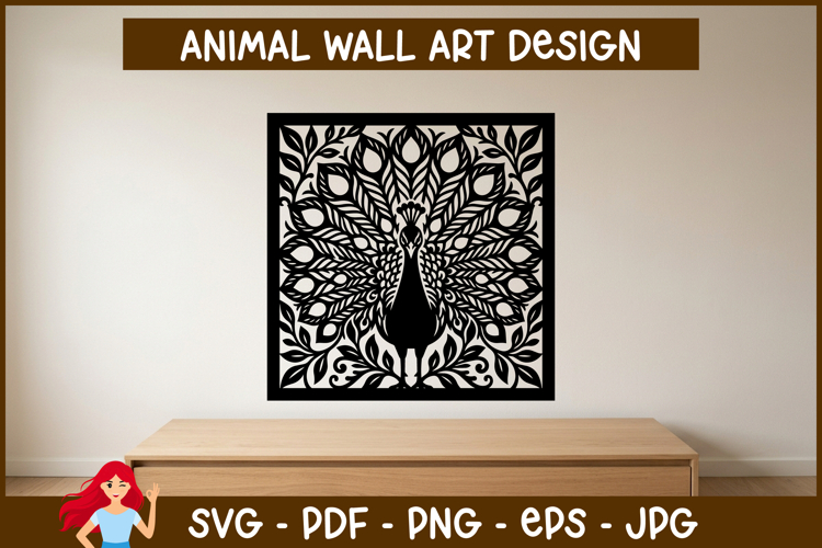 Peacock Wall Art SVG, Woodland Animal Papercut Design