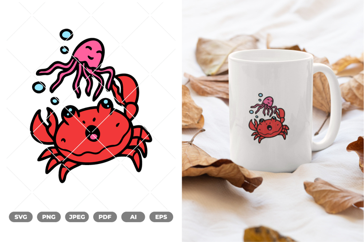 Crab Colored SVG   Clipart