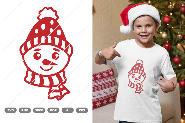 Christmas Snowman Head SVG & Clipart