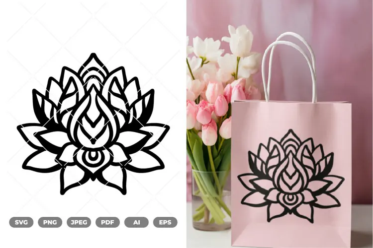 Lotus Wall Decor Cut File SVG & Clipart