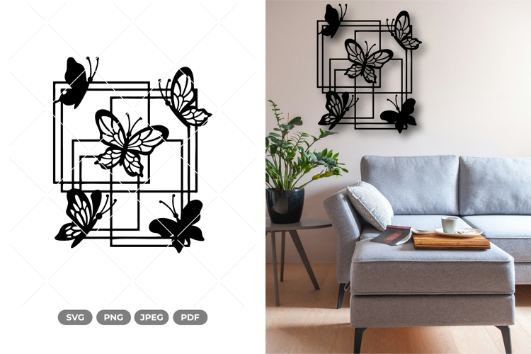 Geometrical Butterflies Wall Decor SVG & Clipart