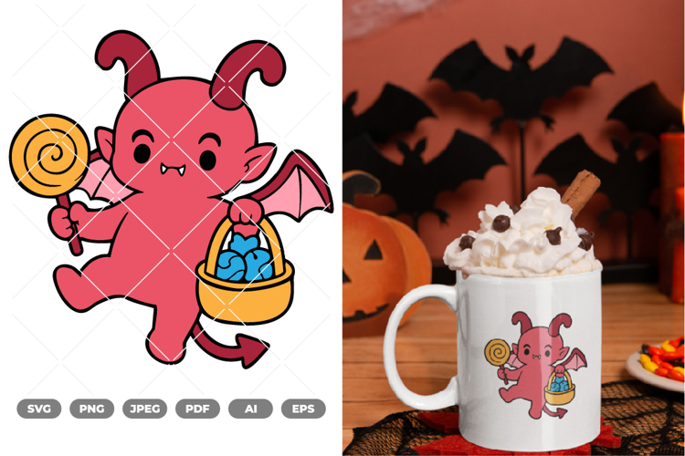 Kawaii Chibi Demon Colored SVG & Clipart