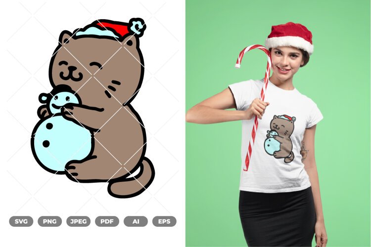 Christmas Cat Colored SVG & Clipart example image 1