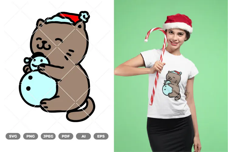 Christmas Cat Colored SVG & Clipart
