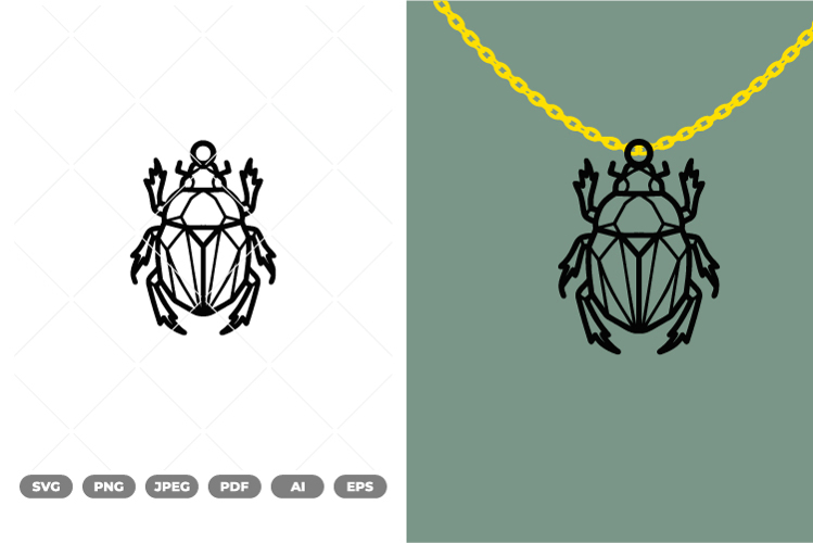Geometric Scarab Beetle Necklace SVG & Clipart