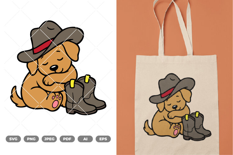 Cowboy Puppy Colored SVG & Clipart example image 1