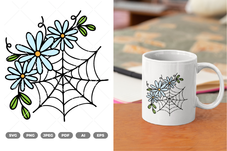 Floral Spider Web Colored SVG & Clipart