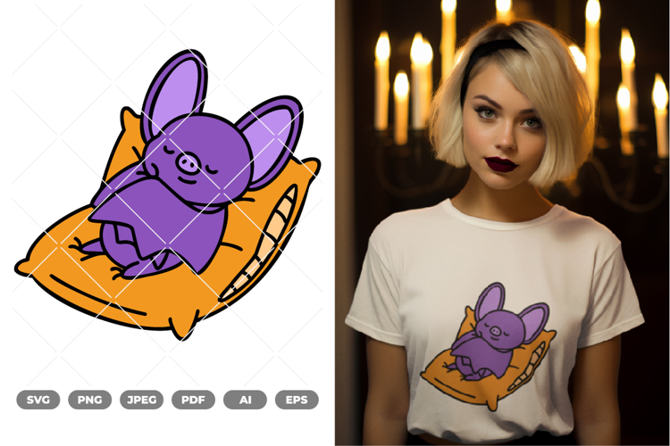 Kawaii Bat Colored SVG & Clipart