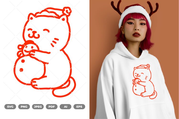 Christmas Cat SVG & Clipart example image 1