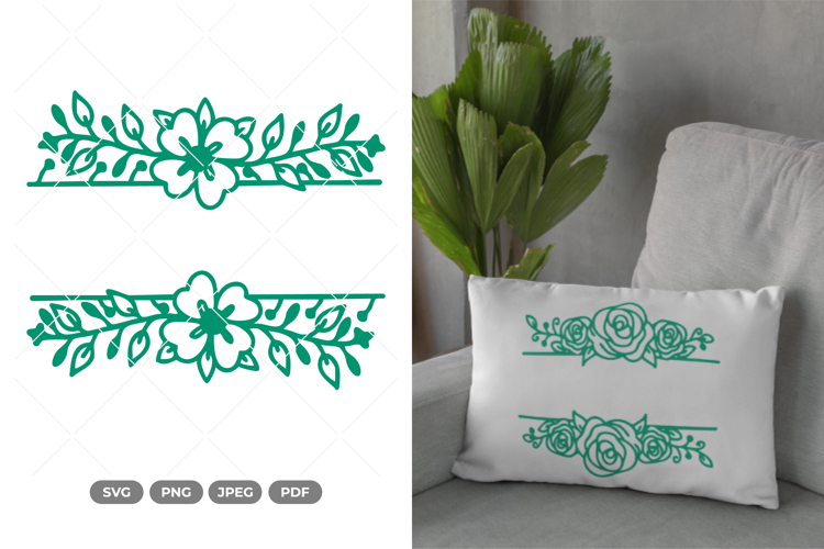 Floral Split Border SVG & Clipart