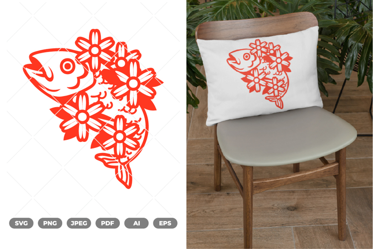Floral Fish SVG & Clipart