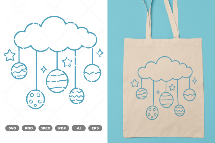 Planets And Cloud SVG & Clipart example image 1