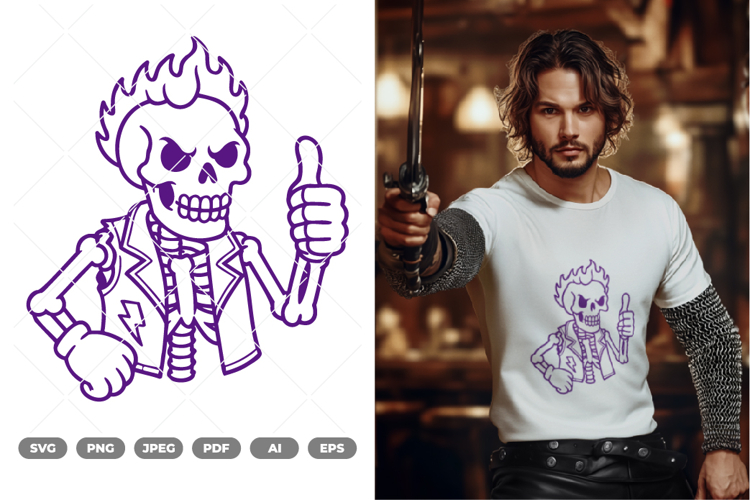 Thumbs Up Skull SVG & Clipart