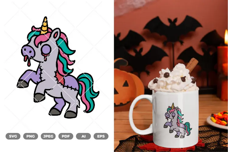 Zombie Unicorn Colored SVG & Clipart