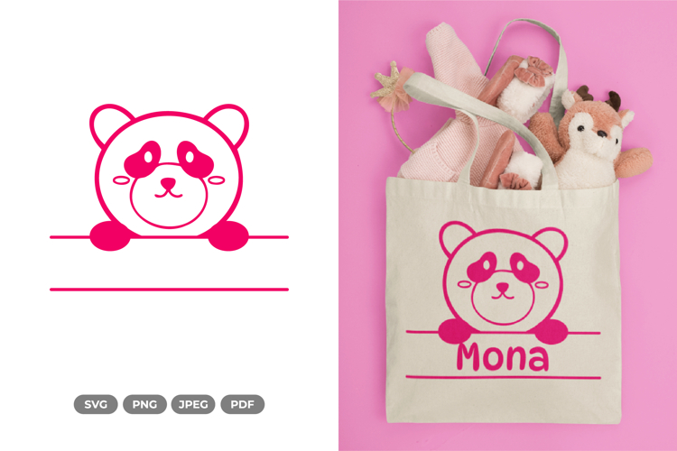 Cute Panda Split Border SVG & Clipart