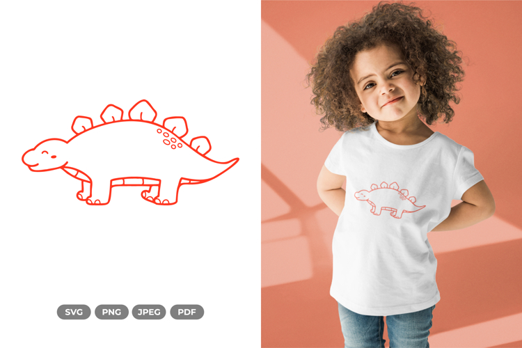 Kawaii Dino SVG & Clipart - Dinosaur Doodle