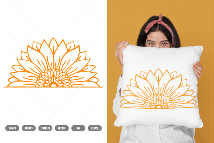 Half Sunflower SVG   Clipart