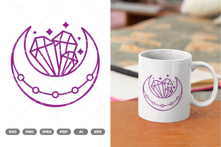 Crystal Moon SVG & Clipart example image 1