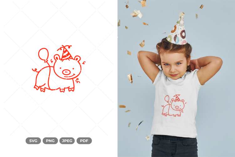 Birthday Pig SVG & Clipart