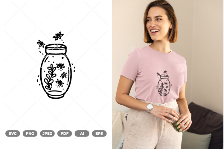 Fireflies in Jar SVG & Clipart