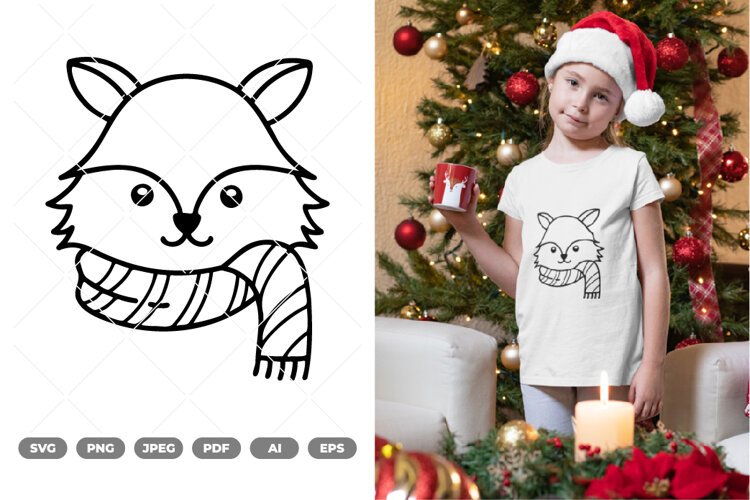 Christmas Animal Head SVG & Clipart example image 1