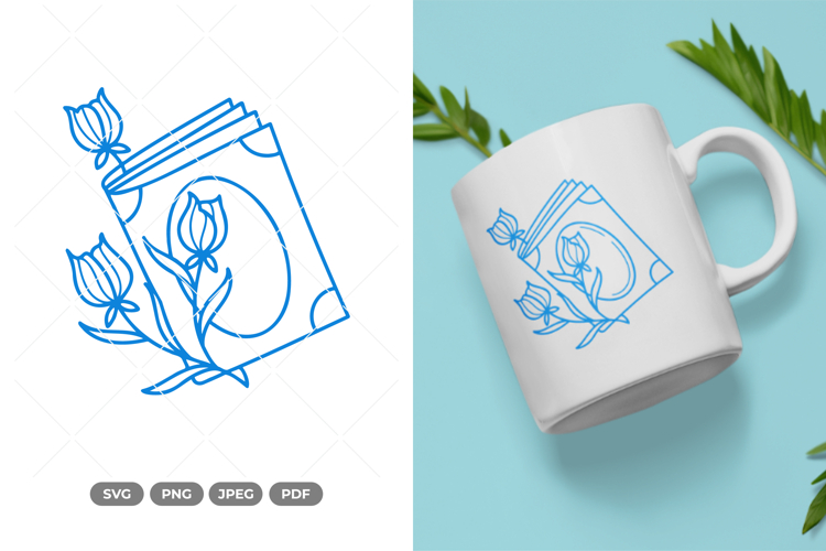 Floral Book SVG & Clipart