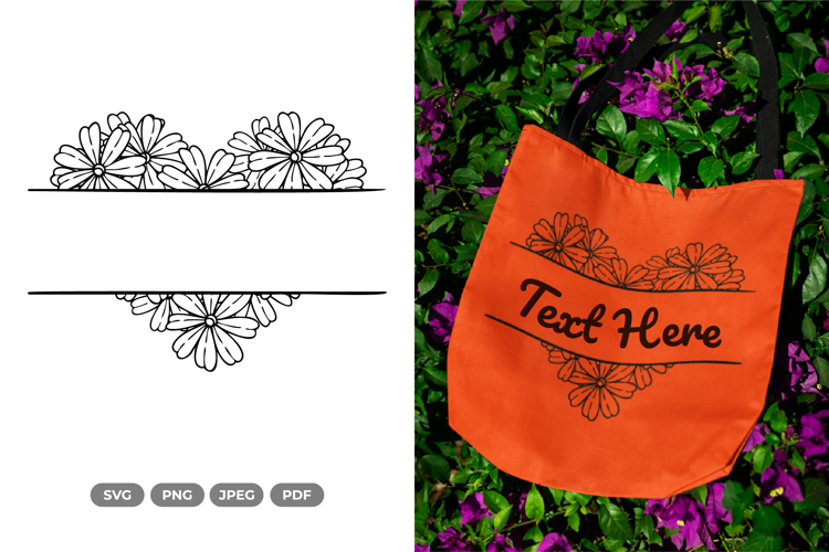 Floral Heart Split Border SVG & Clipart - Wedding Invitation