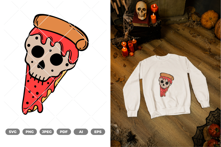 Pizza Skull Colored SVG   Clipart