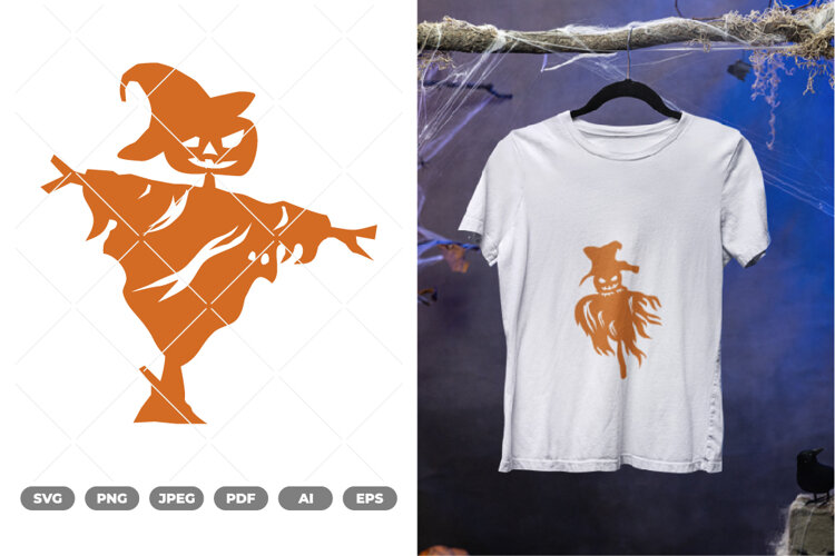 Jack O Lantern Scarecrow SVG & Clipart example image 1