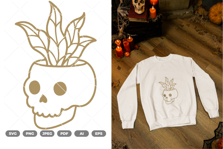 Skull and Plant SVG   Clipart