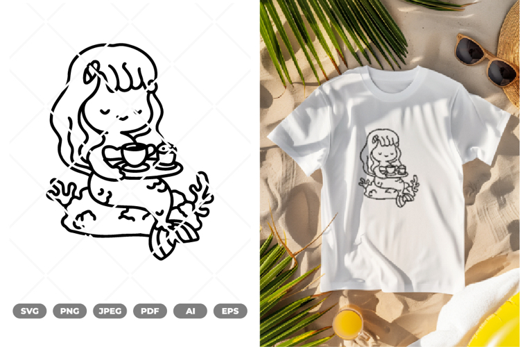 Kawaii Mermaid SVG & Clipart