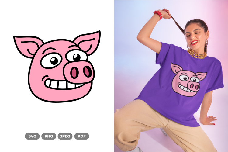 Smiling Pig SVG & Clipart - Smiling Animal