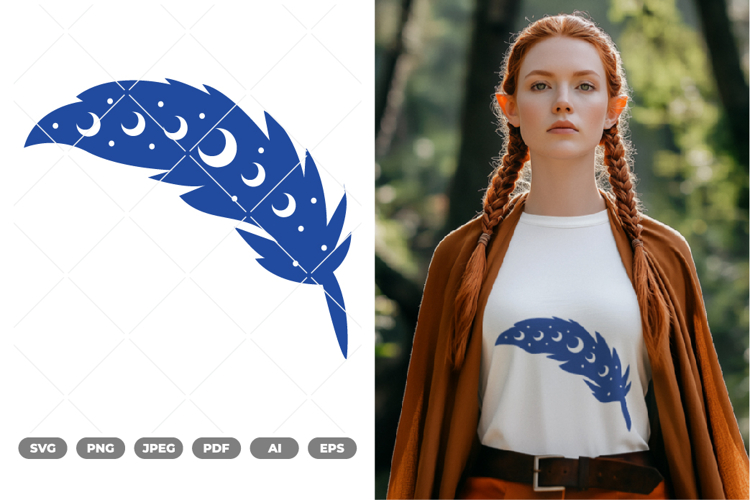 Moon and Feather SVG & Clipart