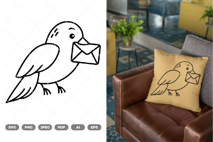 Bird with Envelope SVG & Clipart