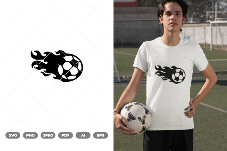 Soccer Ball on Fire SVG   Clipart