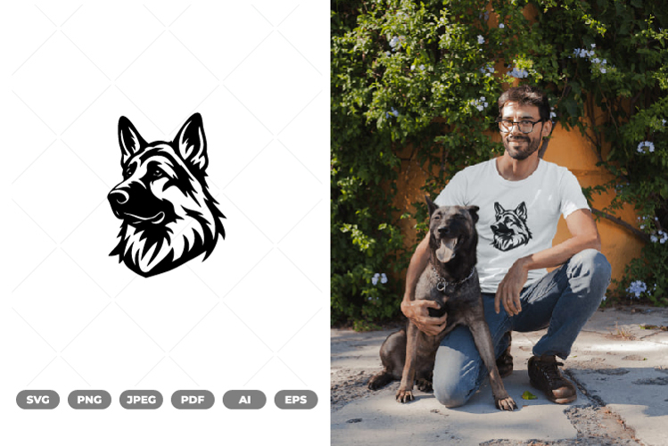 German Shepherd Silhouette SVG   Clipart