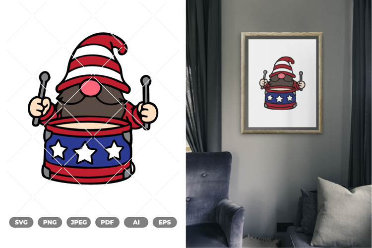 Fourth Of July Gnome Colored SVG & Clipart