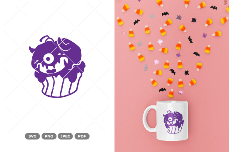 Zombie Monster Cupcake SVG & Clipart