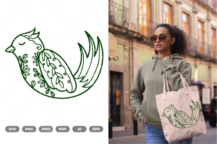 Floral Bird SVG & Clipart example image 1