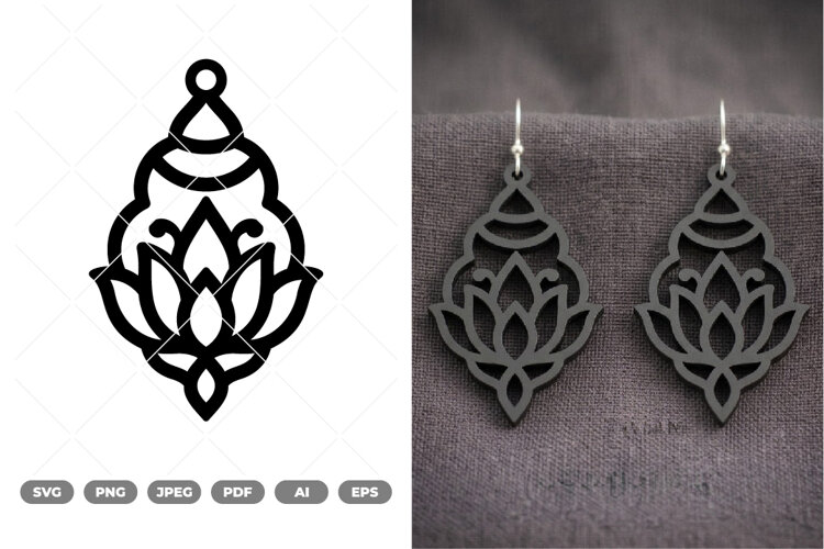 Moon and Women Earring SVG & Clipart example image 1