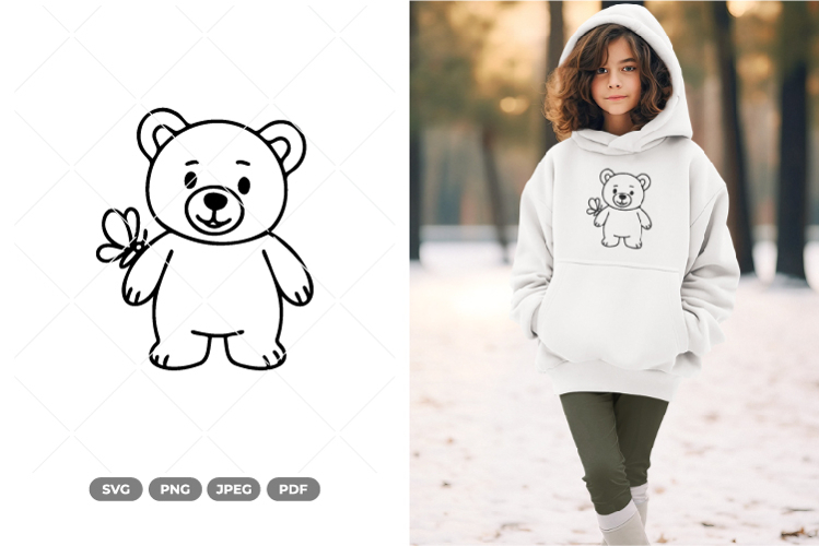 Teddy Bear Doodle SVG   Clipart