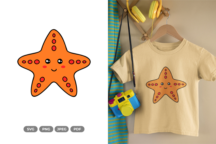 Kawaii Starfish SVG & Clipart - Sea Animal Decal