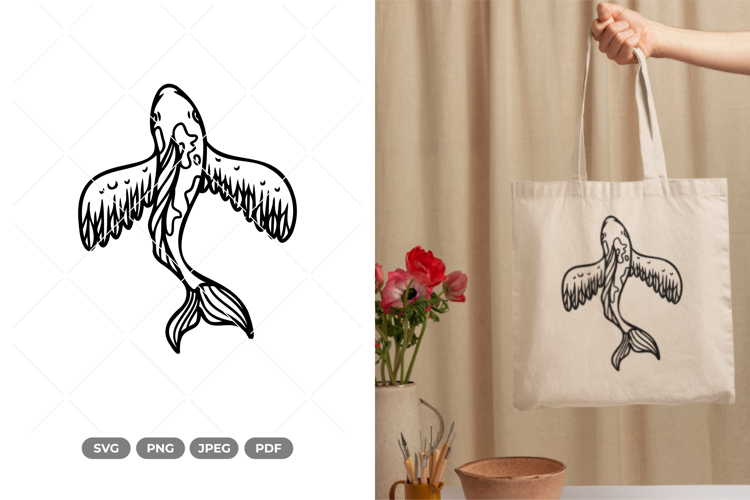 Winged Koi SVG & Clipart