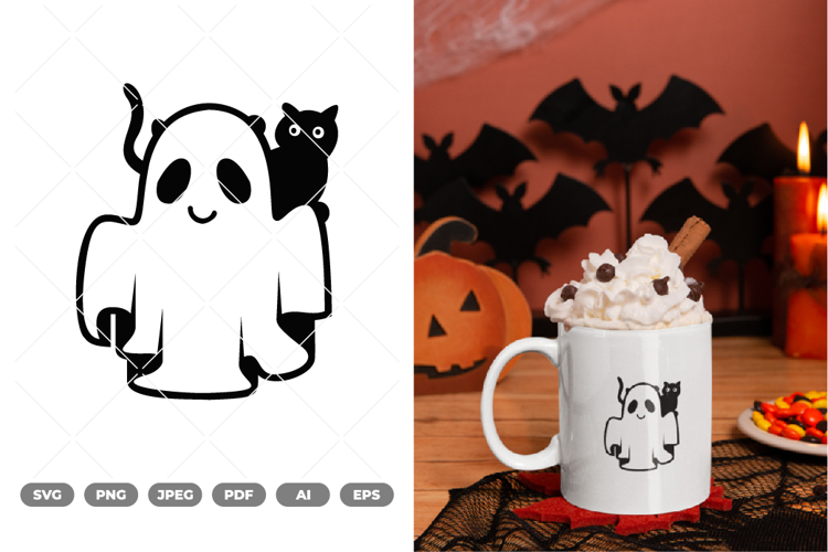 Ghost and Black Cat SVG & Clipart