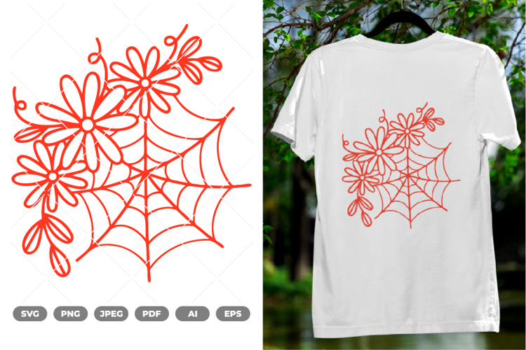 Floral Spider Web SVG & Clipart