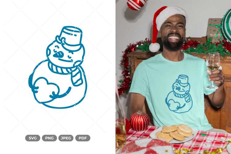 Cute Snowmen Doodle SVG and Clipart