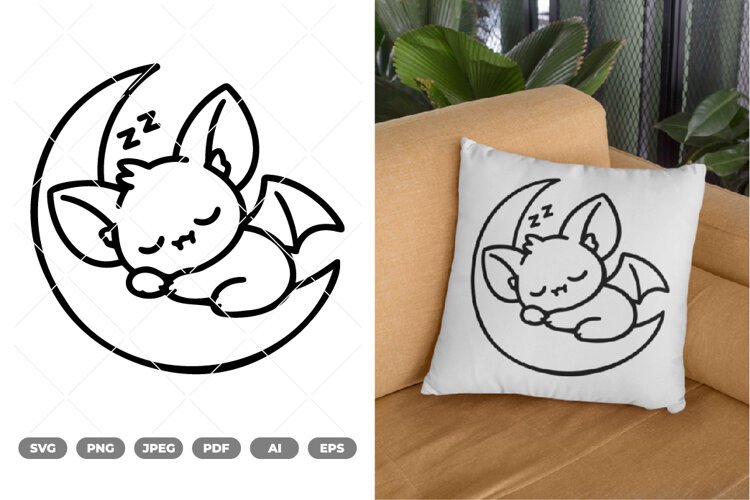 Kawaii Bat SVG & Clipart example image 1