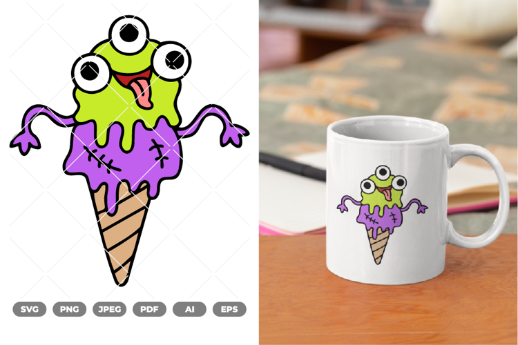 Ice Cream Monster Colored SVG & Clipart