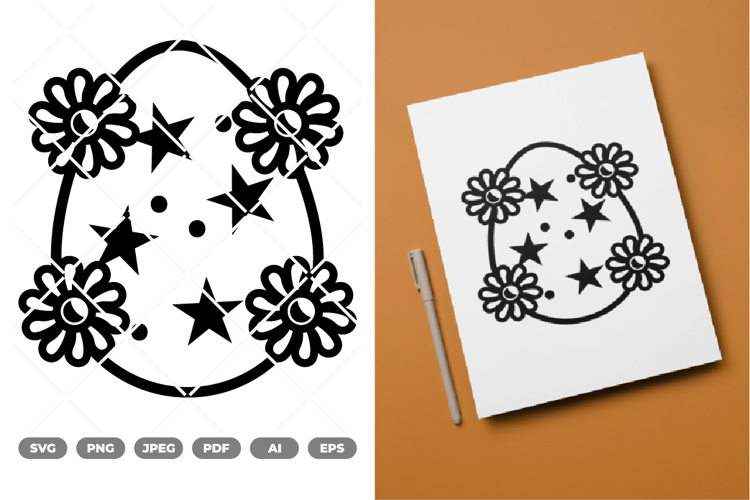 Floral Easter Egg SVG & Clipart example image 1