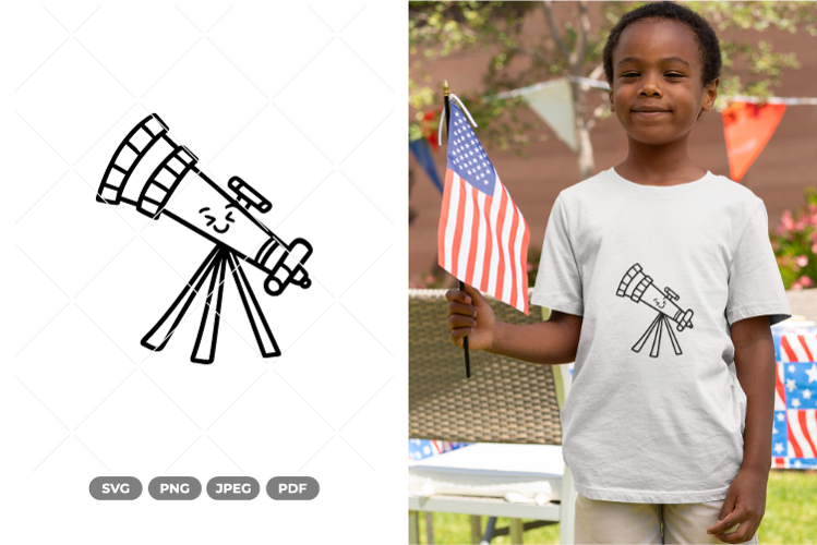 Kawaii Telescope SVG   Clipart